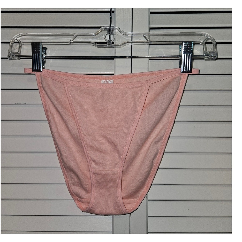 DKNY Womens Peach Pink 100 Cotton High Cut Bikini Panties Medium Vintage Style